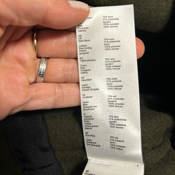 Maje wool blended coat with leather details. Military green color. Size 1. - Picture 16 of 16